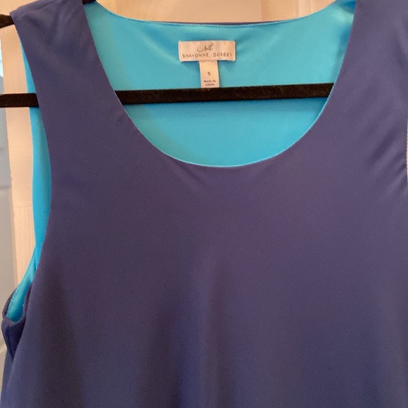 Shavonne Dorsey Tiered Sleeveless Maxi Dress With Chiffon Overlay Aqua Navy S - Picture 12 of 13